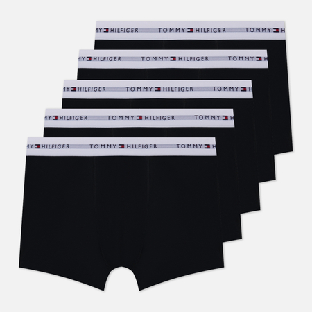 фото Комплект мужских трусов tommy hilfiger underwear 5-pack essential repeat logo trunks, цвет чёрный, размер s