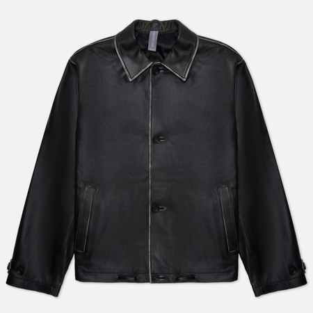 фото Мужская демисезонная куртка unaffected drawstring leather, цвет чёрный, размер m