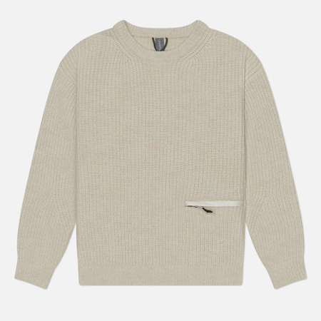 Мужской свитер UNAFFECTED Oversized Crew Neck Knit, цвет бежевый, размер L