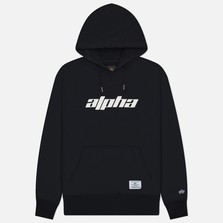 Мужская толстовка Alpha Industries Logos Hoodie, цвет чёрный, размер S