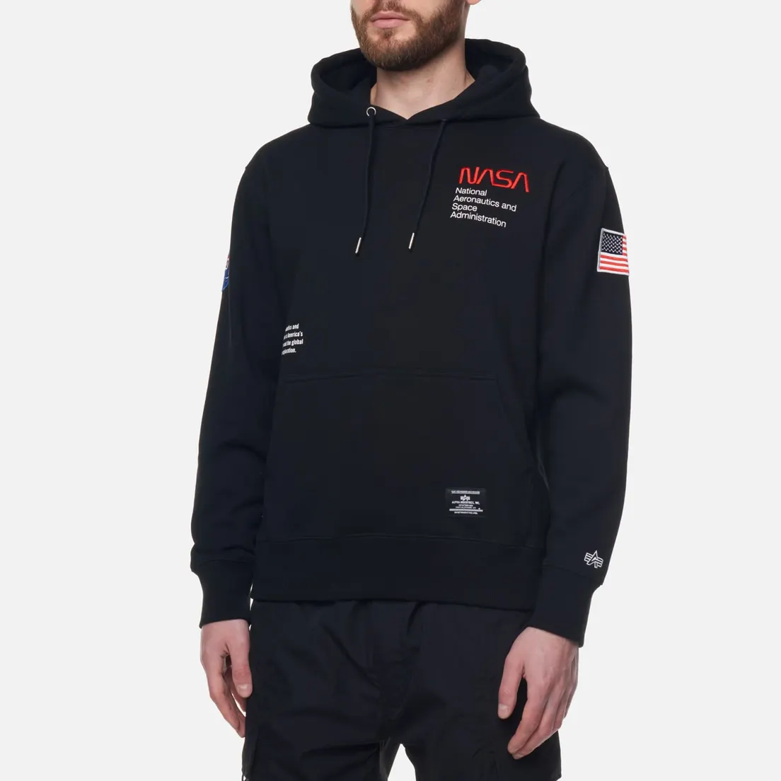 Alpha Industries Мужская толстовка NASA Worm Logo Hoodie
