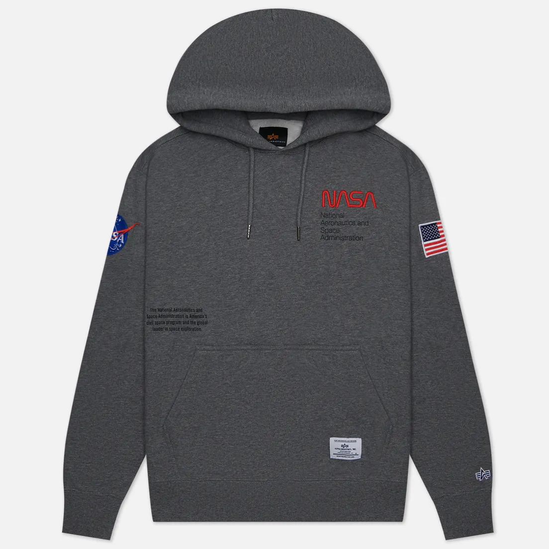 Alpha Industries Мужская толстовка NASA Worm Logo Hoodie