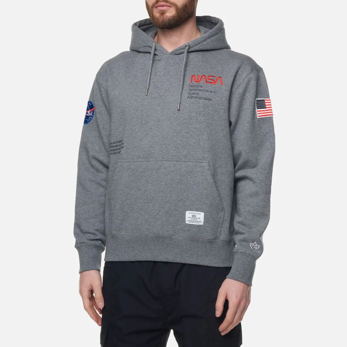 Alpha Industries Мужская толстовка NASA Worm Logo Hoodie