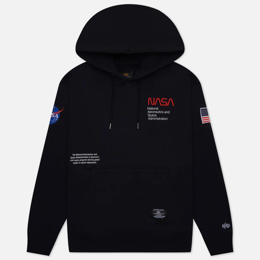 Alpha Industries Мужская толстовка NASA Worm Logo Hoodie