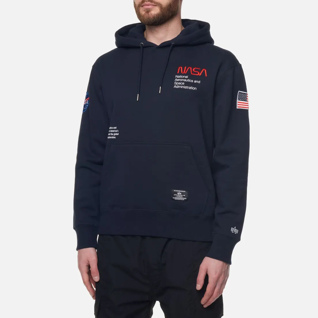 Alpha Industries Мужская толстовка NASA Worm Logo Hoodie