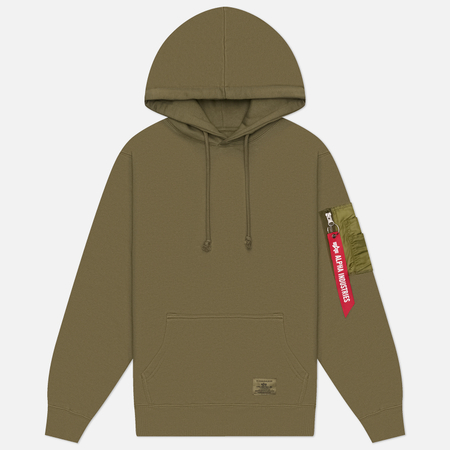 Мужская толстовка Alpha Industries Utility Pocket Hoodie, цвет оливковый, размер S
