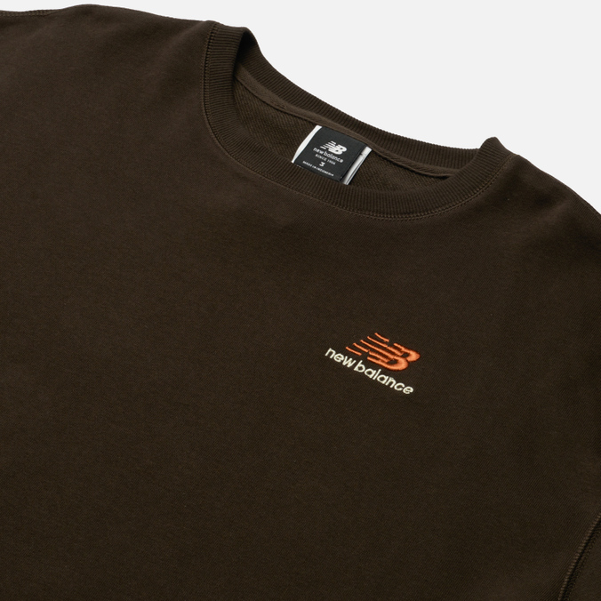 Мужская толстовка New Balance, цвет коричневый, размер L UT21501-RHE Classic Logo Crew - фото 2