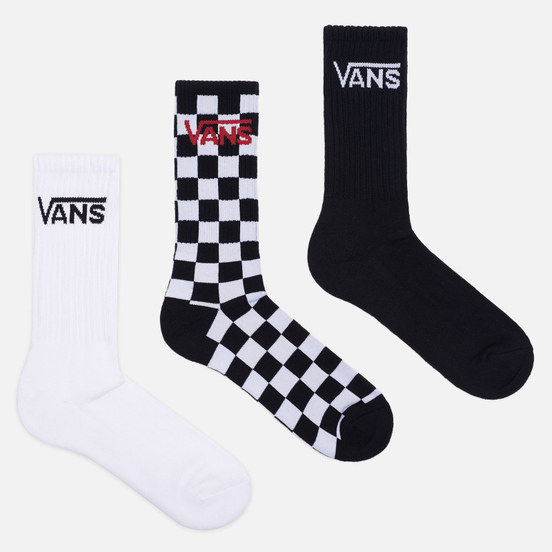 Комплект носков Vans Classic Crew 3-Pack Black/Checkerboard/White