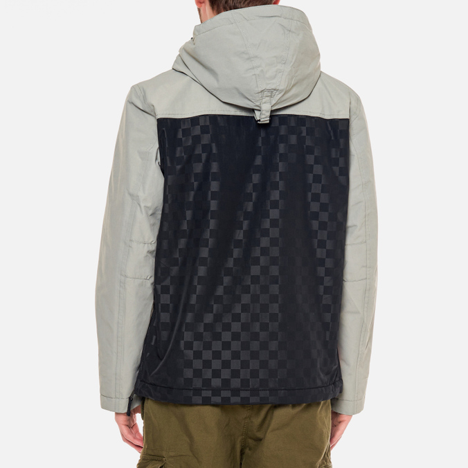 Мужская куртка анорак Vans, цвет серый, размер S VA5KLZZ3O x Napapijri Embossed Checkerboard Print - фото 4