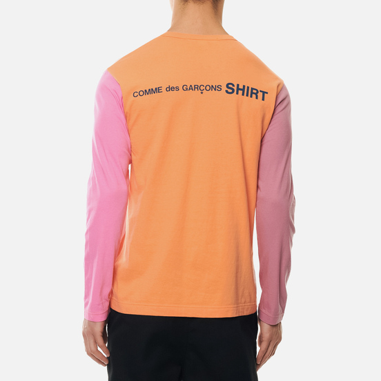Мужской лонгслив Comme des Garcons SHIRT Color Block Crew Neck Orange/Mix