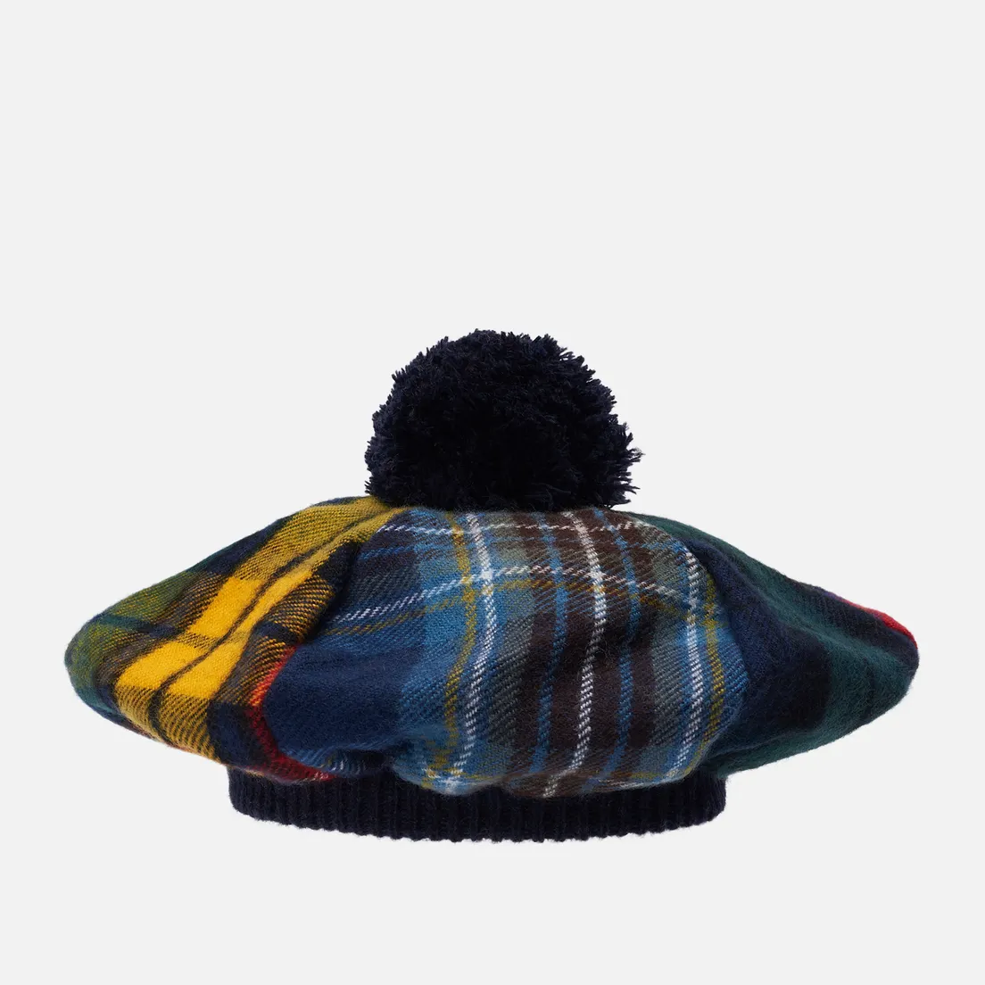 Comme des Garcons SHIRT Шапка Wool Tartan Check Navy Pompon