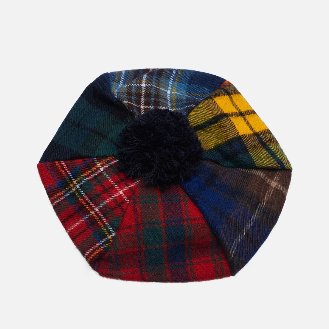 Comme des Garcons SHIRT Шапка Wool Tartan Check Navy Pompon