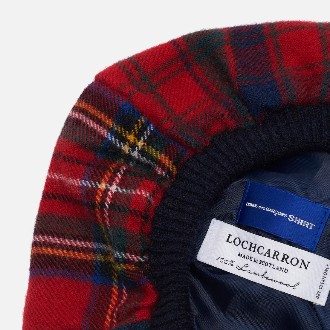 Comme des Garcons SHIRT Шапка Wool Tartan Check Navy Pompon