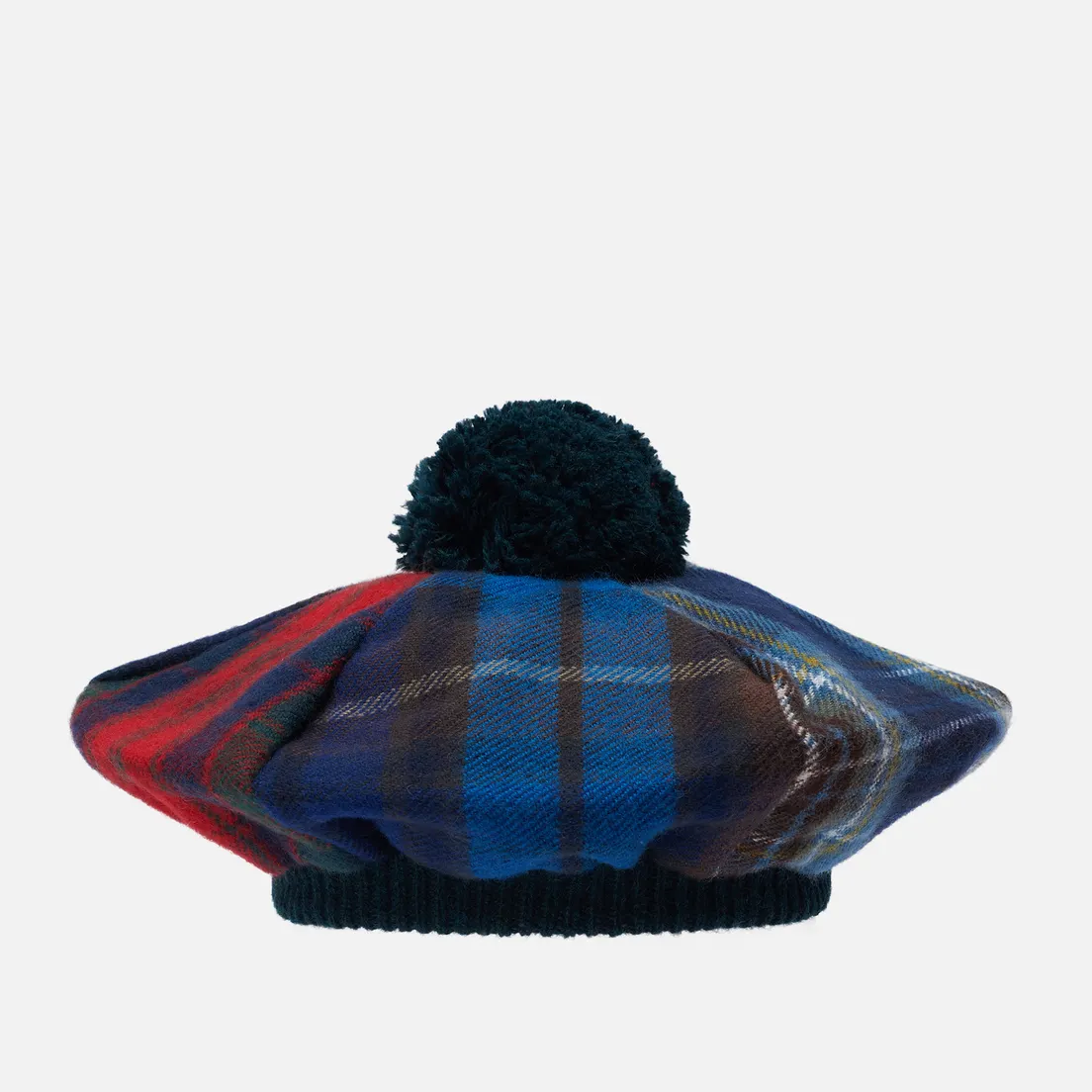 Comme des Garcons SHIRT Шапка Wool Tartan Check Green Pompon