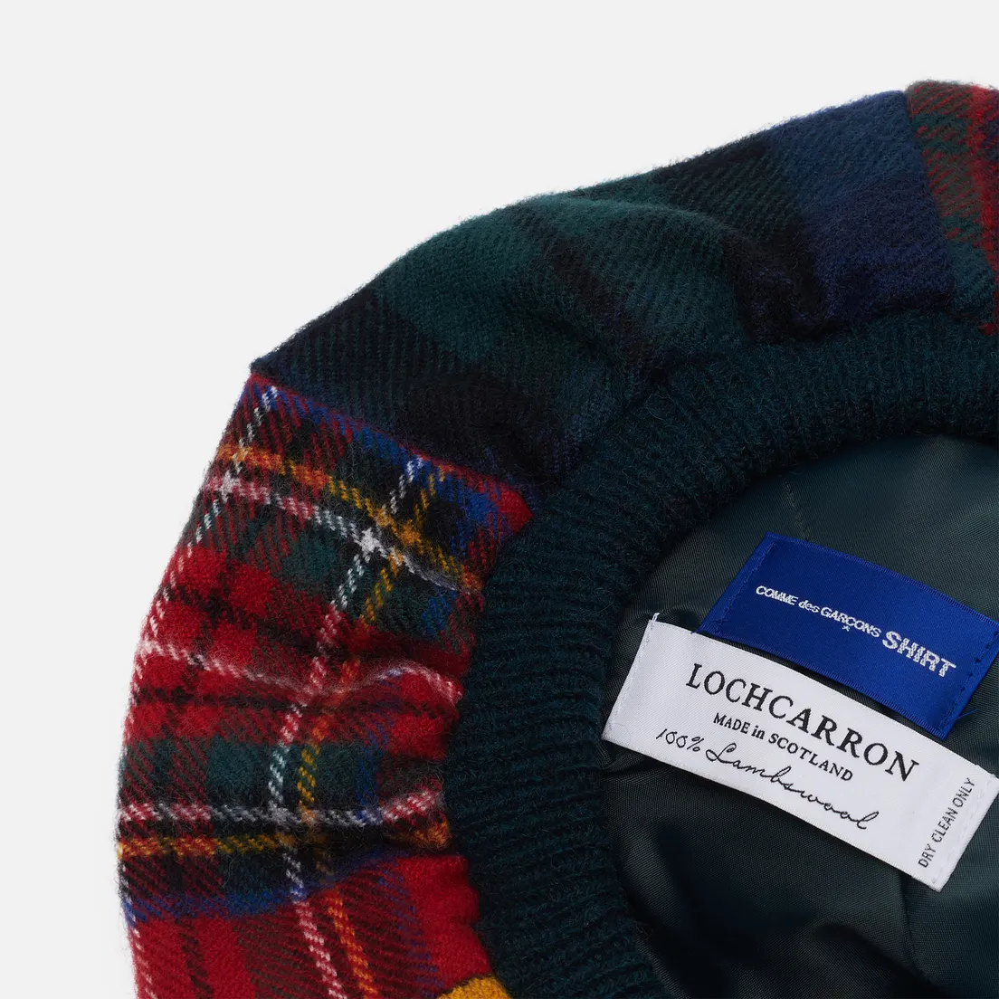 Comme des Garcons SHIRT Шапка Wool Tartan Check Green Pompon