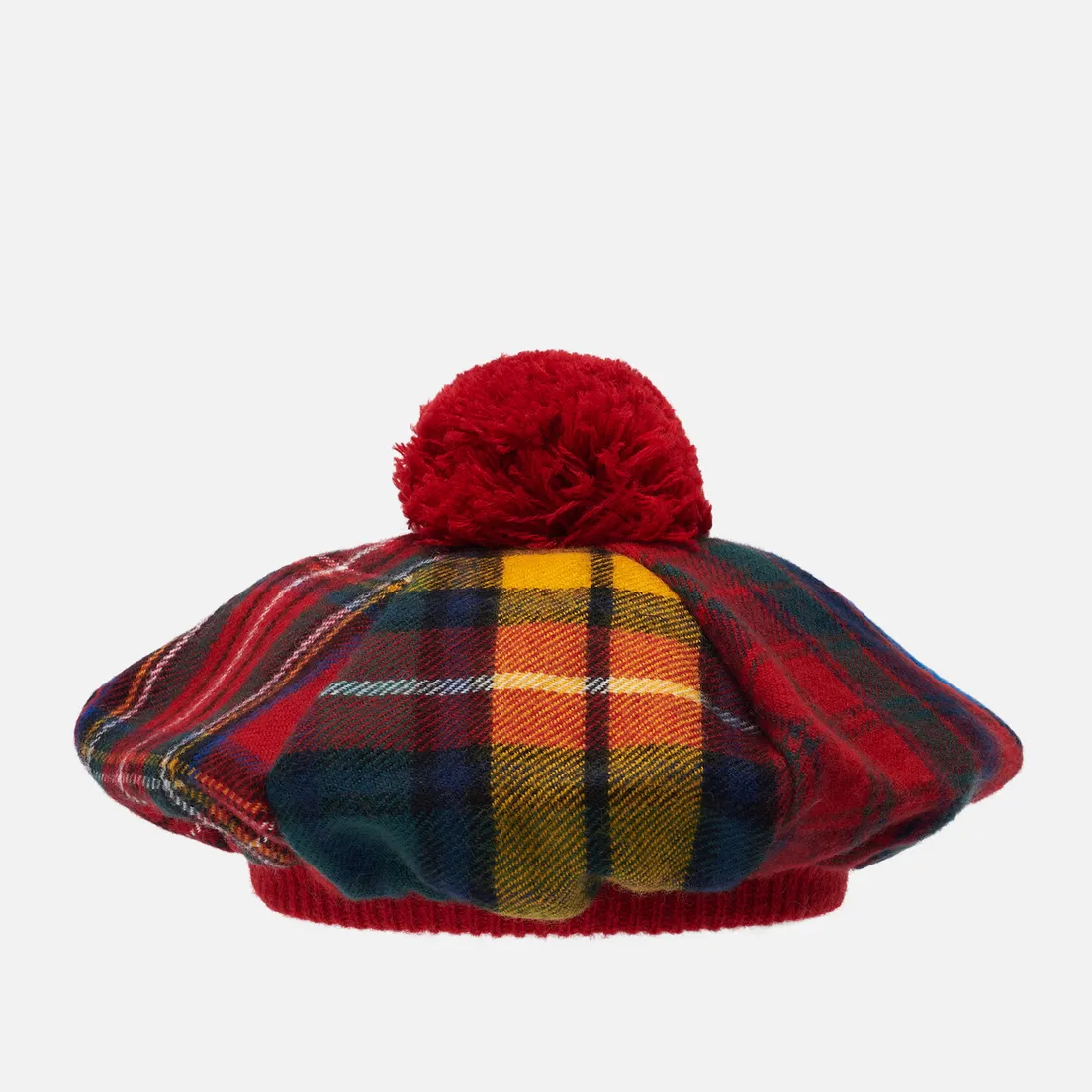 Comme des Garcons SHIRT Шапка Wool Tartan Check Red Pompon