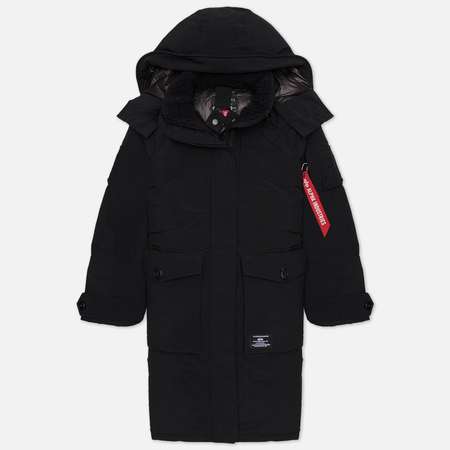 фото Женская куртка парка alpha industries hybrid, цвет чёрный, размер xs