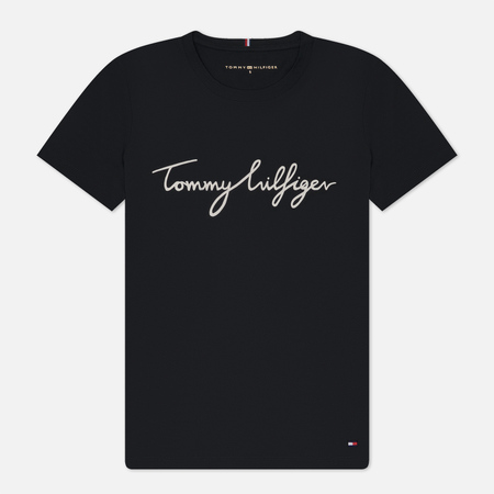 фото Женская футболка tommy hilfiger heritage crew neck graphic, цвет чёрный, размер xs