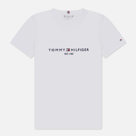 фото Женская футболка tommy hilfiger heritage hilfiger crew neck regular, цвет белый, размер xs