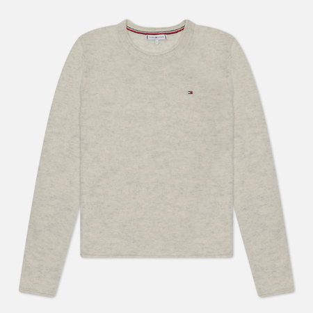 фото Женский свитер tommy hilfiger soft wool crew neck, цвет белый, размер xs