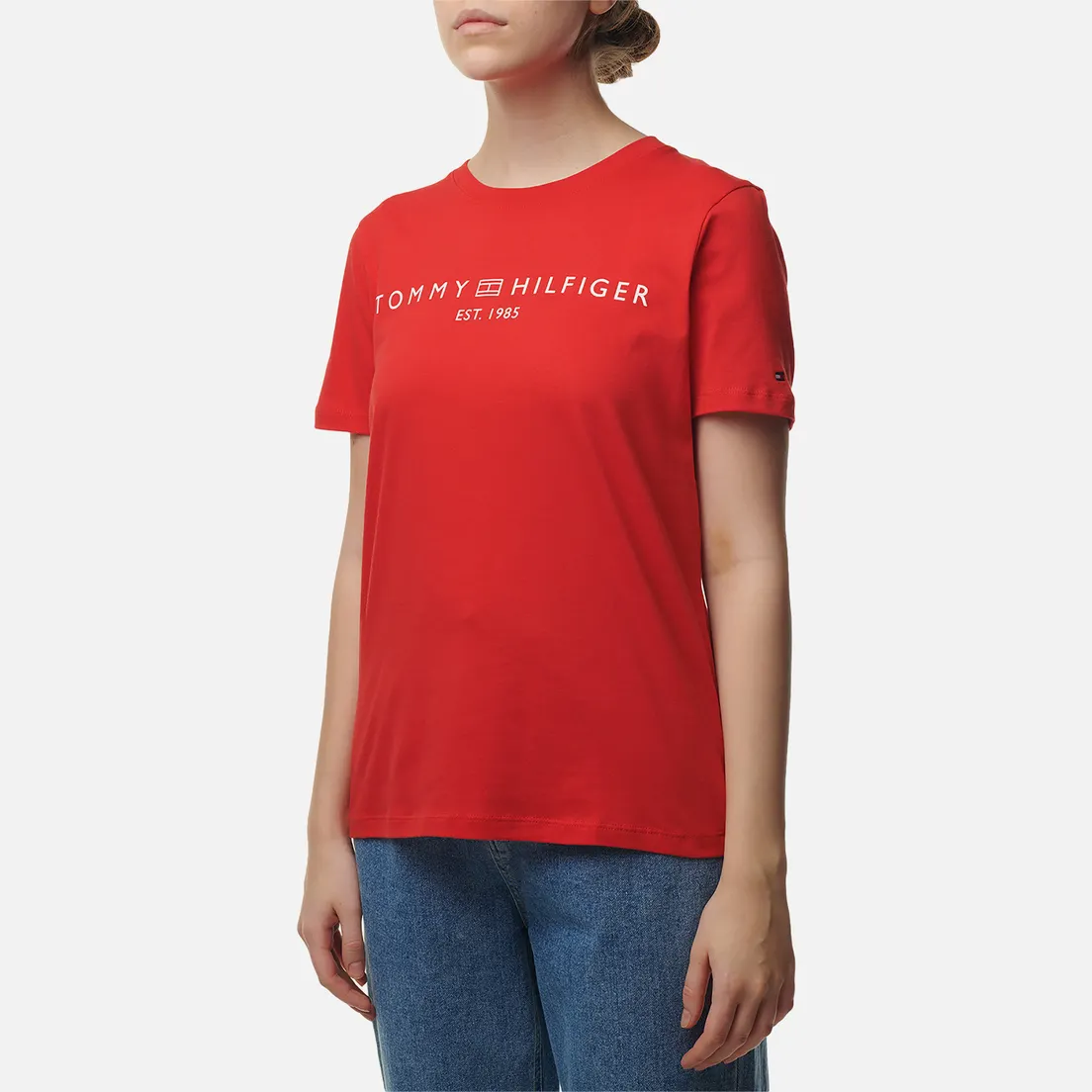 Tommy Hilfiger Женская футболка Signature Logo Flag Embroidery