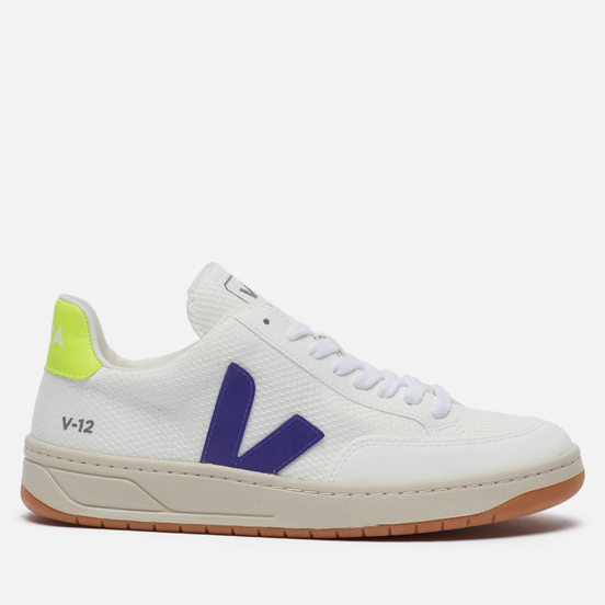 Женские кроссовки VEJA V-12 B-Mesh White/Purple/Jaune Fluo
