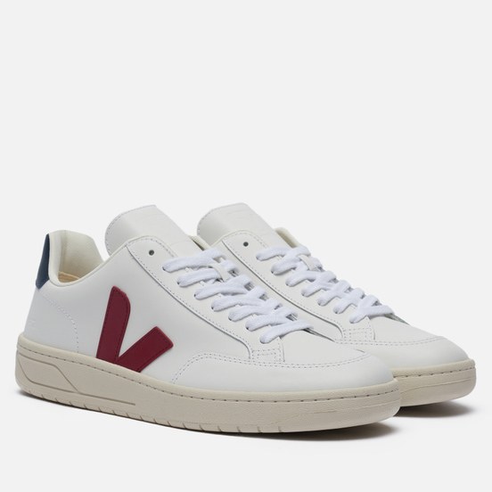 Мужские кроссовки VEJA V-12 Leather Extra White/Marsala/Nautico