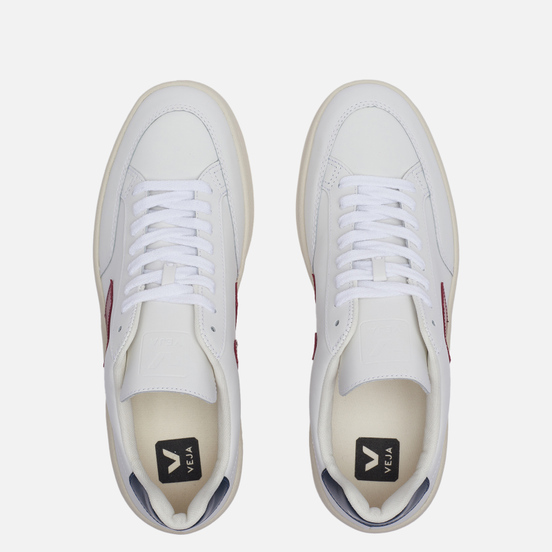 Мужские кроссовки VEJA V-12 Leather Extra White/Marsala/Nautico