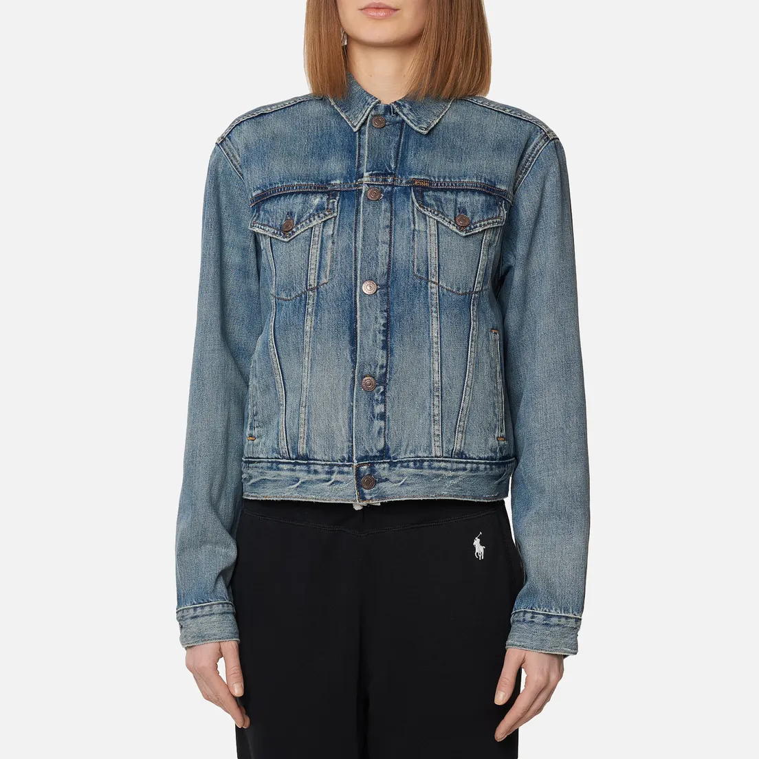 Polo Ralph Lauren Женская джинсовая куртка Bear Trucker Storms Wash
