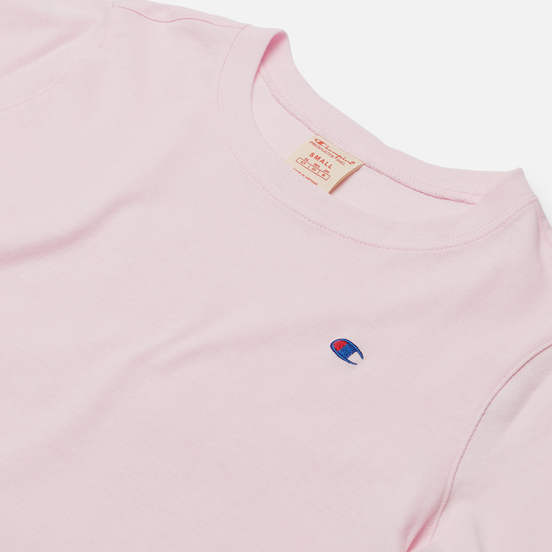 Женская футболка Champion Reverse Weave C Logo Crew Neck Cropped Pink
