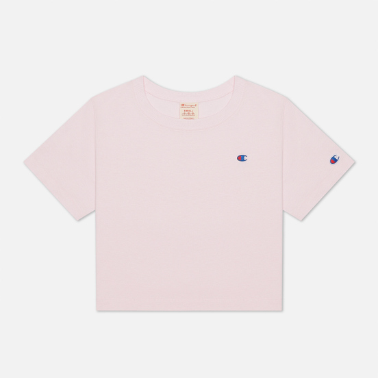 Женская футболка Champion Reverse Weave C Logo Crew Neck Cropped Pink