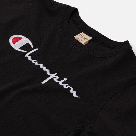 Женская футболка Champion Reverse Weave Script Logo Crew Neck Black