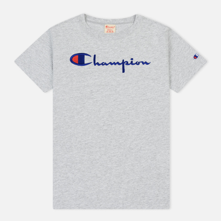 Женская футболка Champion Reverse Weave Script Logo Crew Neck Light Grey