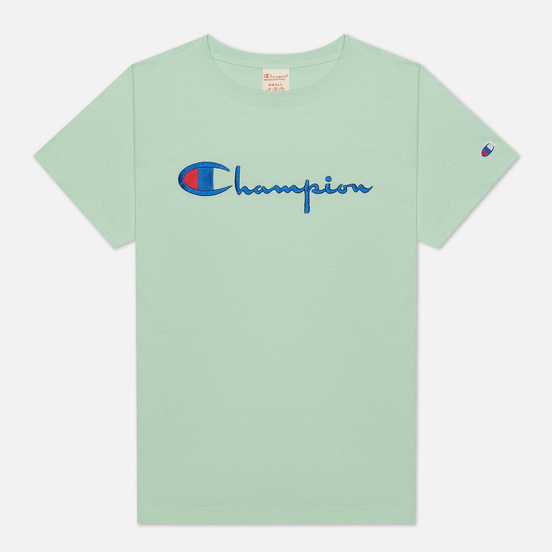 Женская футболка Champion Reverse Weave Script Logo Crew Neck Lime Green