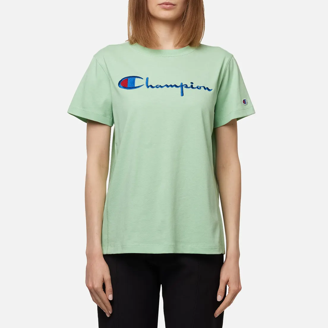 Champion Reverse Weave Женская футболка Script Logo Crew Neck