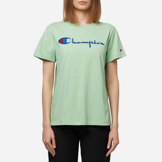 Женская футболка Champion Reverse Weave Script Logo Crew Neck Lime Green