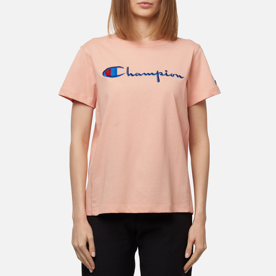 Женская футболка Champion Reverse Weave Script Logo Crew Neck Peach