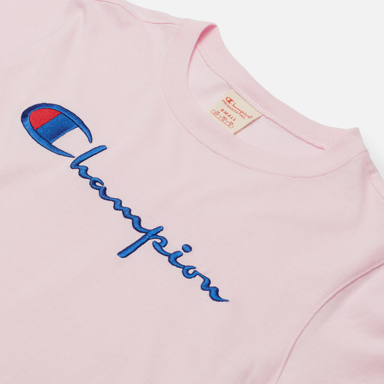 Женская футболка Champion Reverse Weave Script Logo Crew Neck Pink
