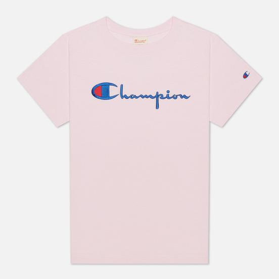 Женская футболка Champion Reverse Weave Script Logo Crew Neck Pink