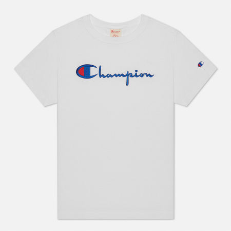 Женская футболка Champion Reverse Weave Script Logo Crew Neck, цвет белый, размер S