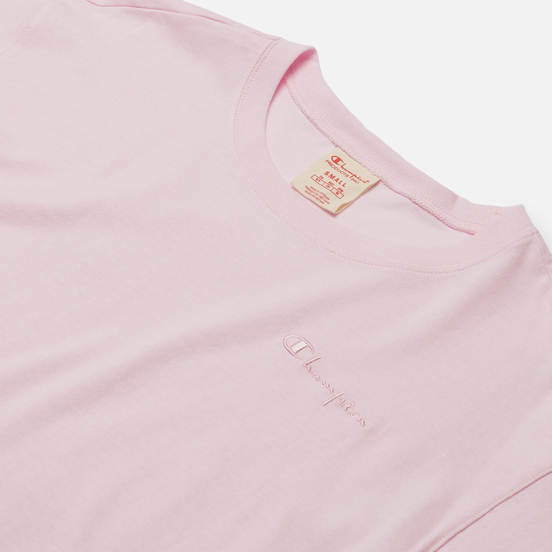 Женская футболка Champion Reverse Weave Script Logo Embroidery Maxi Pink