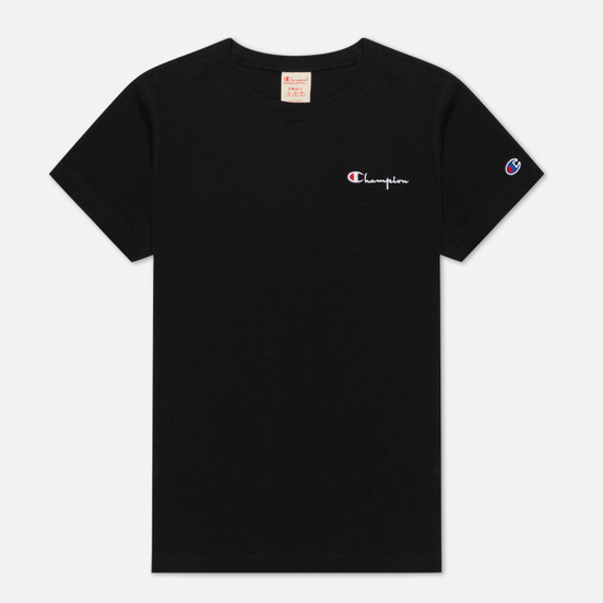 Женская футболка Champion Reverse Weave Small Script & Logo Sleeve Crew Neck Black