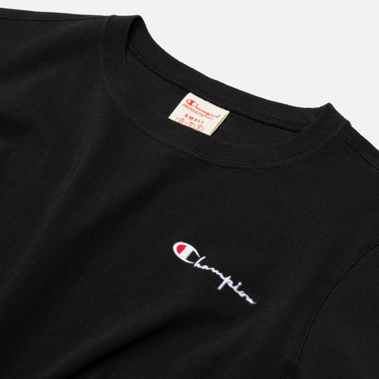 Женская футболка Champion Reverse Weave Small Script & Logo Sleeve Crew Neck Black