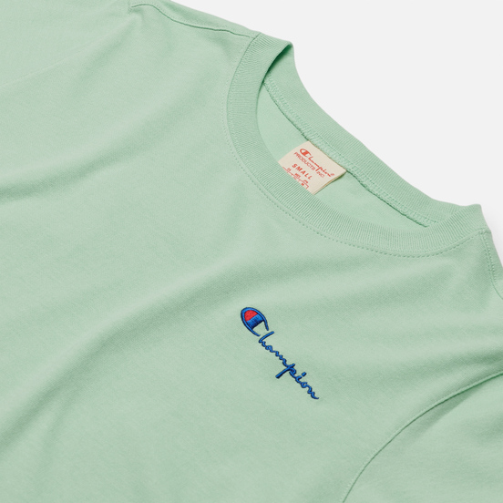 Женская футболка Champion Reverse Weave Small Script & Logo Sleeve Crew Neck Lime Green