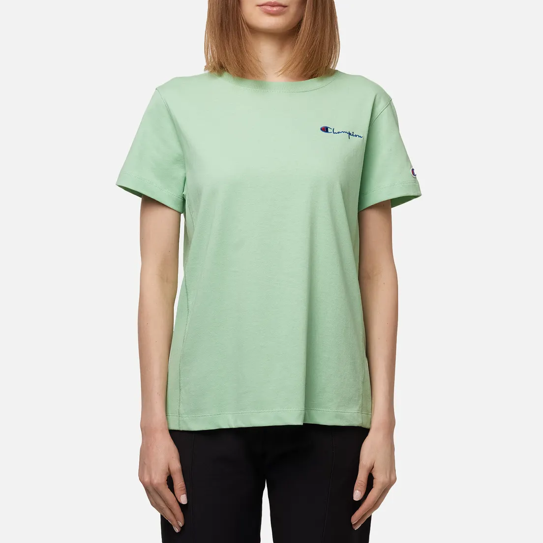 Champion Reverse Weave Женская футболка Small Script & Logo Sleeve Crew Neck