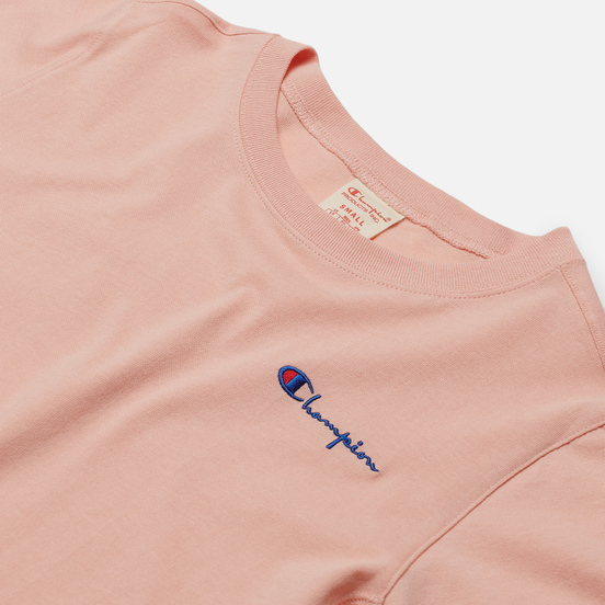 Женская футболка Champion Reverse Weave Small Script & Logo Sleeve Crew Neck Peach