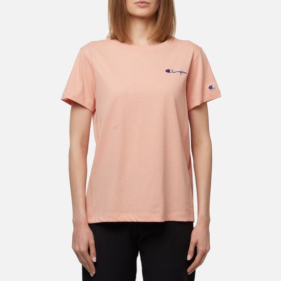 Женская футболка Champion Reverse Weave Small Script & Logo Sleeve Crew Neck Peach