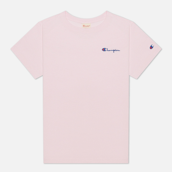 Женская футболка Champion Reverse Weave Small Script & Logo Sleeve Crew Neck Pink