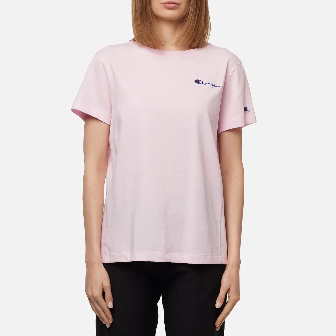 Champion Reverse Weave Женская футболка Small Script & Logo Sleeve Crew Neck