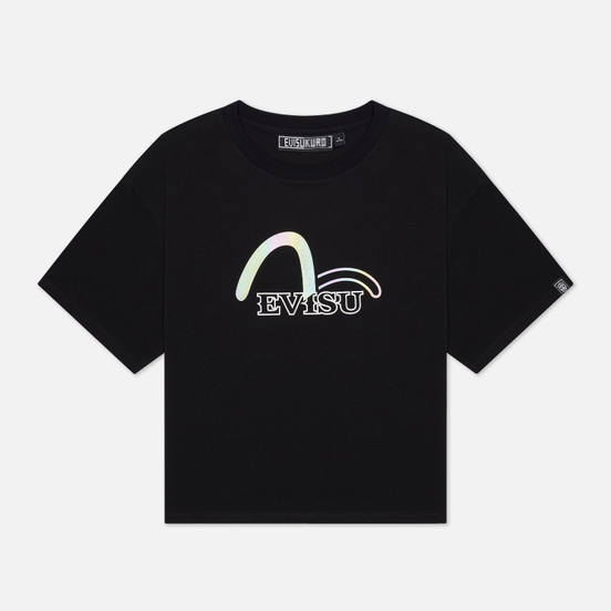 Женская футболка Evisu Evisukuro Seagull Crystal Branding Black